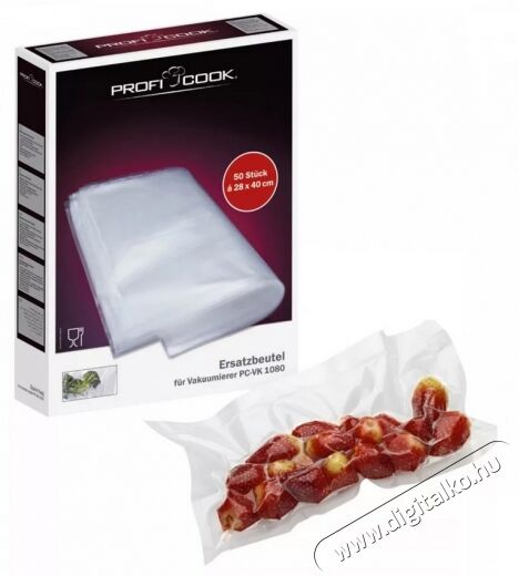Proficook nagy 28x40cm Vákuum tasak - 50 db Konyhai termékek - Fóliahegesztő - Vákumfólia - 364172