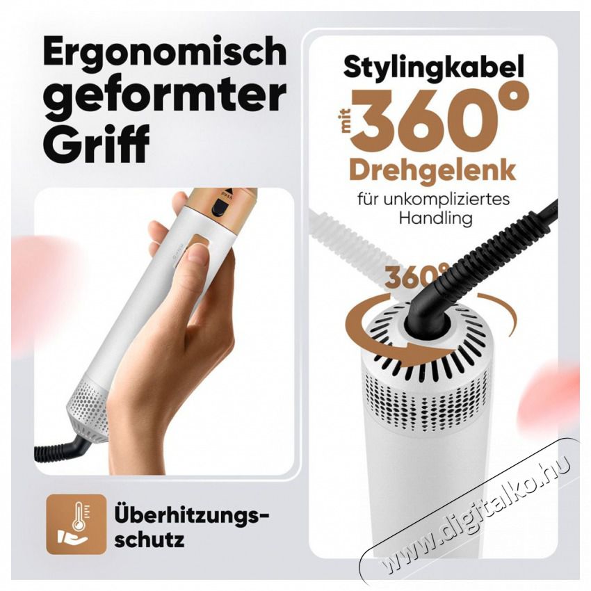 ProfiCare PC-HAS 3132 wei&szlig;-ros&eacute; 1000W hajform&aacute;z&oacute; Sz&eacute;ps&eacute;g&aacute;pol&aacute;s / Eg&eacute;szs&eacute;g - Haj&aacute;pol&aacute;s - Meleglevegős hajform&aacute;z&oacute; - 513296