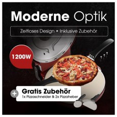 Clatronic PM 3787 rot 1.200W pizzasütő Konyhai termékek - Konyhai kisgép (sütés / főzés / hűtés / ételkészítés) - Konyhai különlegesség - 513294