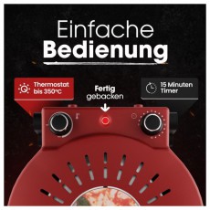 Clatronic PM 3787 rot 1.200W pizzasütő Konyhai termékek - Konyhai kisgép (sütés / főzés / hűtés / ételkészítés) - Konyhai különlegesség - 513294
