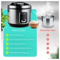 Proficook PC-RK 1285 rizsfőző rozsdamentes ac&eacute;l Konyhai term&eacute;kek - Konyhai kisg&eacute;p (s&uuml;t&eacute;s / főz&eacute;s / hűt&eacute;s / &eacute;telk&eacute;sz&iacute;t&eacute;s) - Rizsfőző - 531152