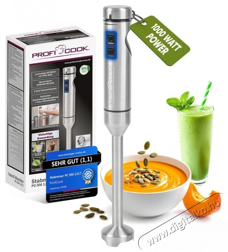 Proficook PC-SM 1317 botmixer rozsdamentes ac&eacute;l Konyhai term&eacute;kek - Konyhai kisg&eacute;p (elők&eacute;sz&iacute;t&eacute;s / feldolgoz&aacute;s) - Botmixer - 531151