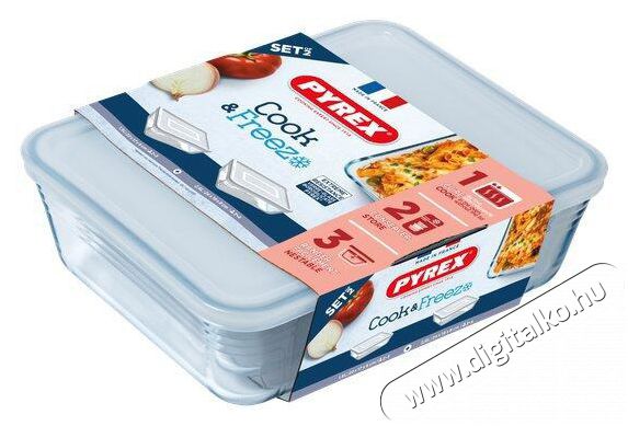 PYREX 912S951/7646 Ételtároló doboz szett, 1,5 + 2,6 l, 2 db Konyhai termékek - Edény - Ételtároló - 529910