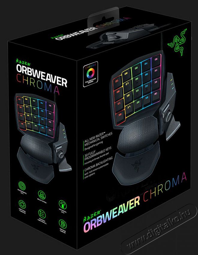 Razer Orbweaver Chroma Gamer numerikus billentyűzet (RZ07-01440100-R3M1) Iroda és számítástechnika - Billentyűzet / billentyűzet szett - Vezetékes - 324628