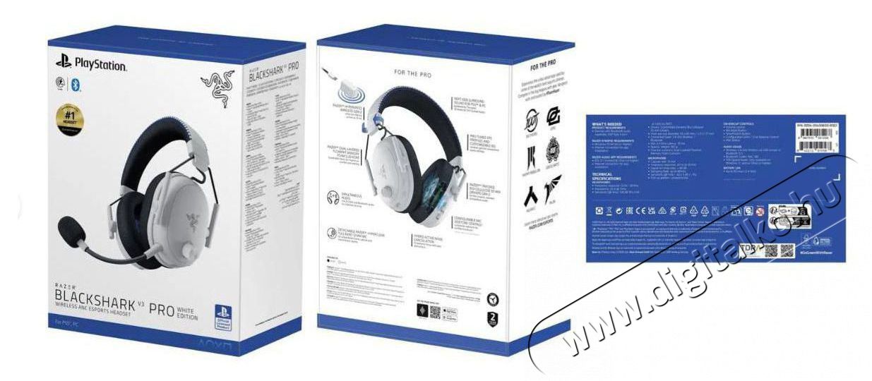 Razer BlackShark V3 Pro for PlayStation - White Audio-Video / Hifi / Multim&eacute;dia - F&uuml;l &eacute;s Fejhallgat&oacute;k - F&uuml;lhallgat&oacute; mikrofonnal / headset - 529921