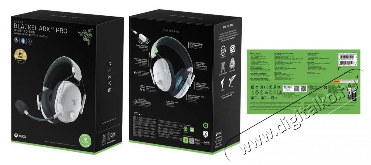 Razer BlackShark V3 Pro for Xbox - White Audio-Video / Hifi / Multim&eacute;dia - F&uuml;l &eacute;s Fejhallgat&oacute;k - F&uuml;lhallgat&oacute; mikrofonnal / headset - 529922