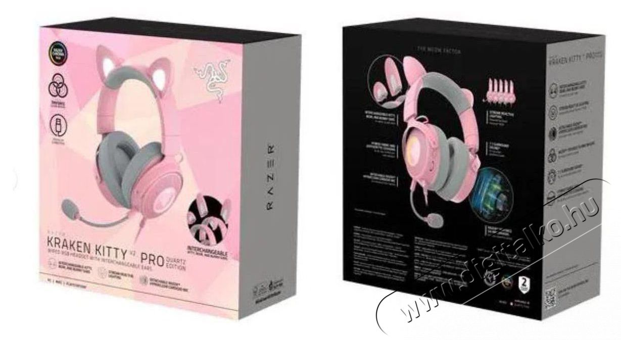 Razer Kraken Kitty Ed. V2 Pro - Quartz Fejhallgat&oacute; Audio-Video / Hifi / Multim&eacute;dia - F&uuml;l &eacute;s Fejhallgat&oacute;k - Fejhallgat&oacute; - 529924