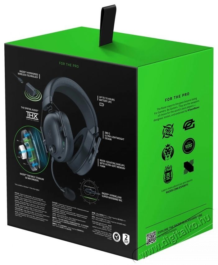 Razer Blackshark V2 HyperSpeed Wireless Gaming Headset, fekete [RZ04-04960100-R3M1 Audio-Video / Hifi / Multim&eacute;dia - F&uuml;l &eacute;s Fejhallgat&oacute;k - Fejhallgat&oacute; mikrofonnal / headset - 540538