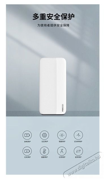 RECCI RPB-P09W PD 20W TypeC 10.000mAh fehér powerbank Mobil / Kommunikáció / Smart - Powerbank / Külső akkumulátor és töltő - 462228