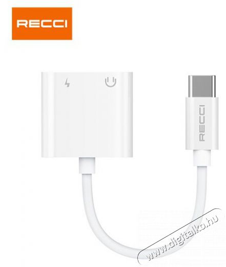 RECCI RDS-A09 2x Type C - Type C fehér töltő és audió elosztó adapter Iroda és számítástechnika - Notebook kiegészítő - USB hub / elosztó - 466155