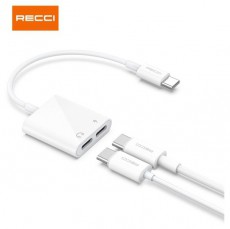 RECCI RDS-A09 2x Type C - Type C fehér töltő és audió elosztó adapter Iroda és számítástechnika - Notebook kiegészítő - USB hub / elosztó - 466155