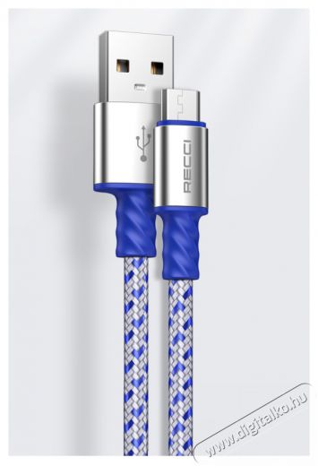 RECCI RTC-N33M 2m microUSB textil borítású adat- és töltőkábel Iroda és számítástechnika - Számítógép tartozék - USB kábel - 463640