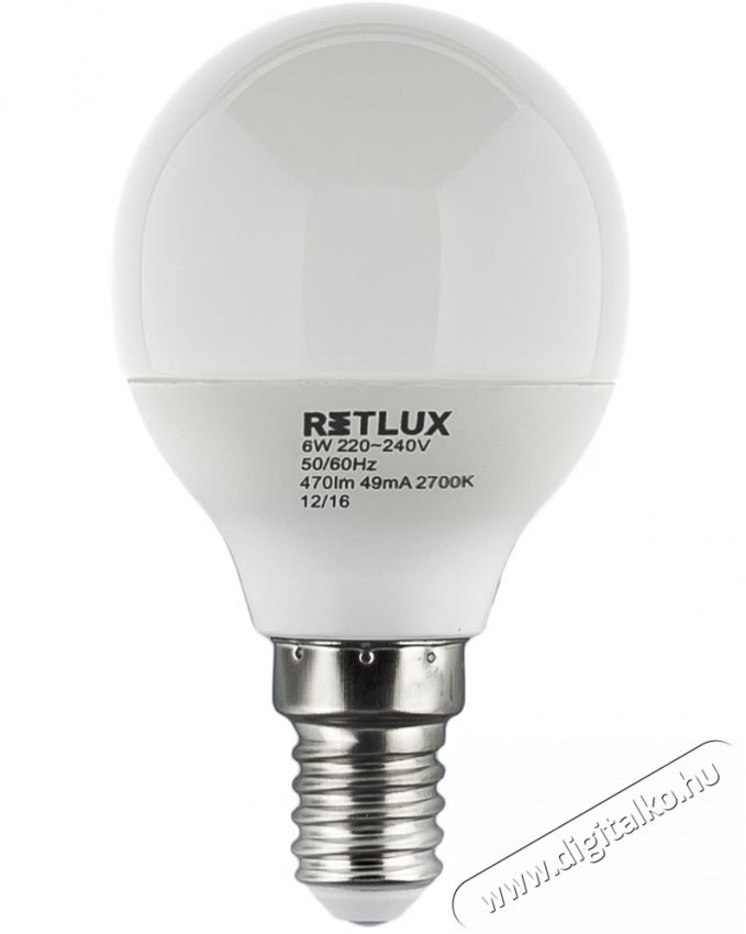 Retlux RLL 268 E14 6W 2700k gömb izzó - meleg fehér Egyéb - Nem forgalmazzuk ! - 318337