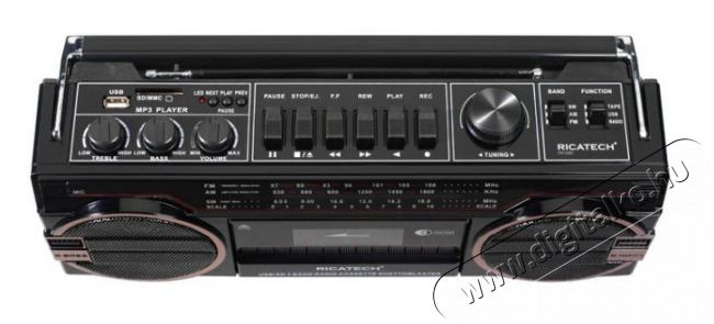 Ricatech PR1980 Ghetto Blaster hordozható magnós rádió USB/SD lejátszással Audio-Video / Hifi / Multimédia - CD / DVD / Blu-Ray / Multimédia készülék - Kazettás magnó - 303299