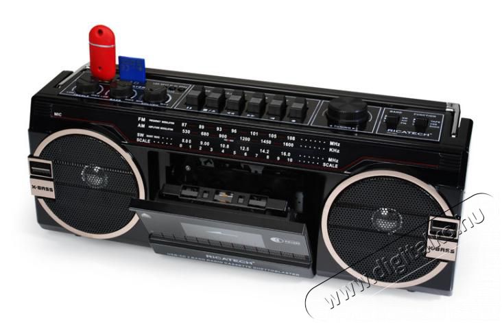 Ricatech PR1980 Ghetto Blaster hordozható magnós rádió USB/SD lejátszással Audio-Video / Hifi / Multimédia - CD / DVD / Blu-Ray / Multimédia készülék - Kazettás magnó - 303299