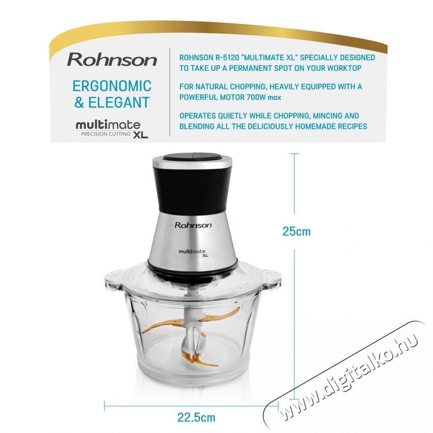 Rohnson R-5120 Multimate XL apr&iacute;t&oacute; Konyhai term&eacute;kek - Konyhai kisg&eacute;p (elők&eacute;sz&iacute;t&eacute;s / feldolgoz&aacute;s) - Apr&iacute;t&oacute; / dar&aacute;l&oacute; - 535648