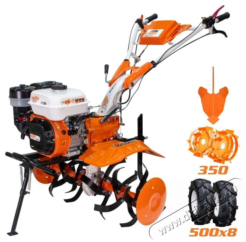 RURIS 731K Motoros kapa, 7.5 LE, N&eacute;gy&uuml;temű motor, 83 cm-es munkasz&eacute;less&eacute;g, 3.6 l-es tart&aacute;ly, benzin, 5.00-8 gumi kerekek, ritk&iacute;t&oacute; eke, 350 h&uuml;vely n&eacute;lk&uuml;li f&eacute;m kerekek H&aacute;ztart&aacute;s / Otthon / K&uuml;lt&eacute;r - K&uuml;lt&eacute;r / kerti term&eacute;k / grill - K&uuml;lt&eacute;ri / kerti szersz&aacute;m - 535670