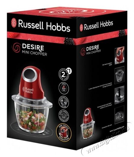 Russell Hobbs 24660-56 Desire mini aprító - piros Konyhai termékek - Konyhai kisgép (előkészítés / feldolgozás) - Aprító / daráló - 337549