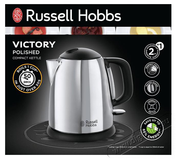 Russell Hobbs 24990-70 Victory kompakt vízforraló, 2200W, 1 L, Vízkő szűrő, Inox Konyhai termékek - Vízforraló / teafőző - 373057
