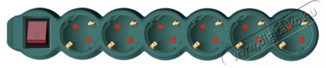 SAL Somogyi NV 6K-5/GR/1,5 6 aljzat 5méter 3x1,5mm2 zöld kapcsolós elosztó Háztartás / Otthon / Kültér - Világítás / elektromosság - Hálózati elosztó / hosszabbító / adapter - 427426