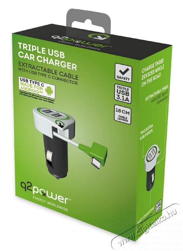 SAL Somogyi 3.100130 autós tripla USB töltő (2USB + USB Type-C) Mobil / Kommunikáció / Smart - Mobiltelefon kiegészítő / tok - Hálózati-, autós töltő - 336714