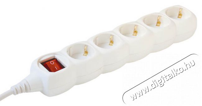 SAL Somogyi NV 05K/WH 5-ös elosztó kapcsolóval, 1,5m - fehér Háztartás / Otthon / Kültér - Világítás / elektromosság - Hálózati elosztó / hosszabbító / adapter - 331670