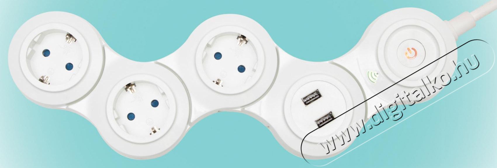 SAL Somogyi NVH 03K/WIFI Smart 3 aljzat + 2x USB csuklós elosztó Iroda és számítástechnika - Notebook kiegészítő - USB hub / elosztó - 368178