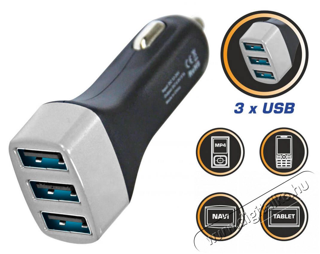SAL Somogyi SA 045 Autós USBx3 adapter, 3.1A Újdonságok - Új termékek - 331768