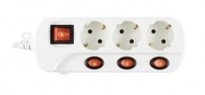SAL Somogyi NVK 03K-3/WH/1,5 3-os 3m kapcsolós túlfeszvédett elosztó Háztartás / Otthon / Kültér - Világítás / elektromosság - Hálózati elosztó / hosszabbító / adapter - 320386