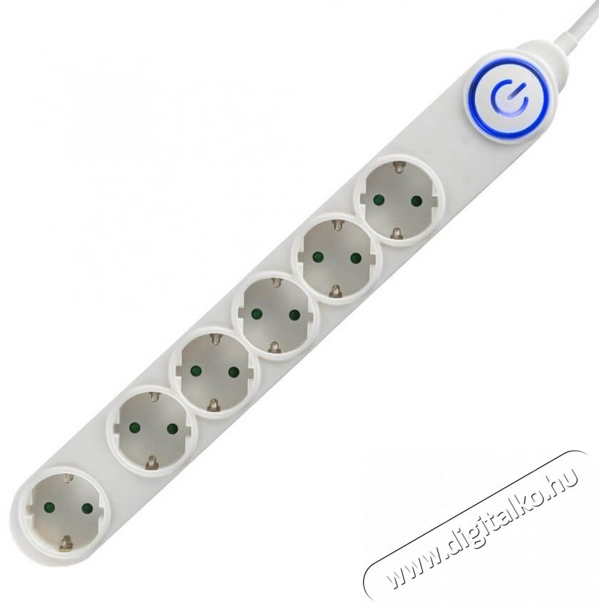 SAL Somogyi NV 06TK/WH 1,5m lábkapcsolós fehér 6-os elosztó Háztartás / Otthon / Kültér - Világítás / elektromosság - Hálózati elosztó / hosszabbító / adapter - 321861