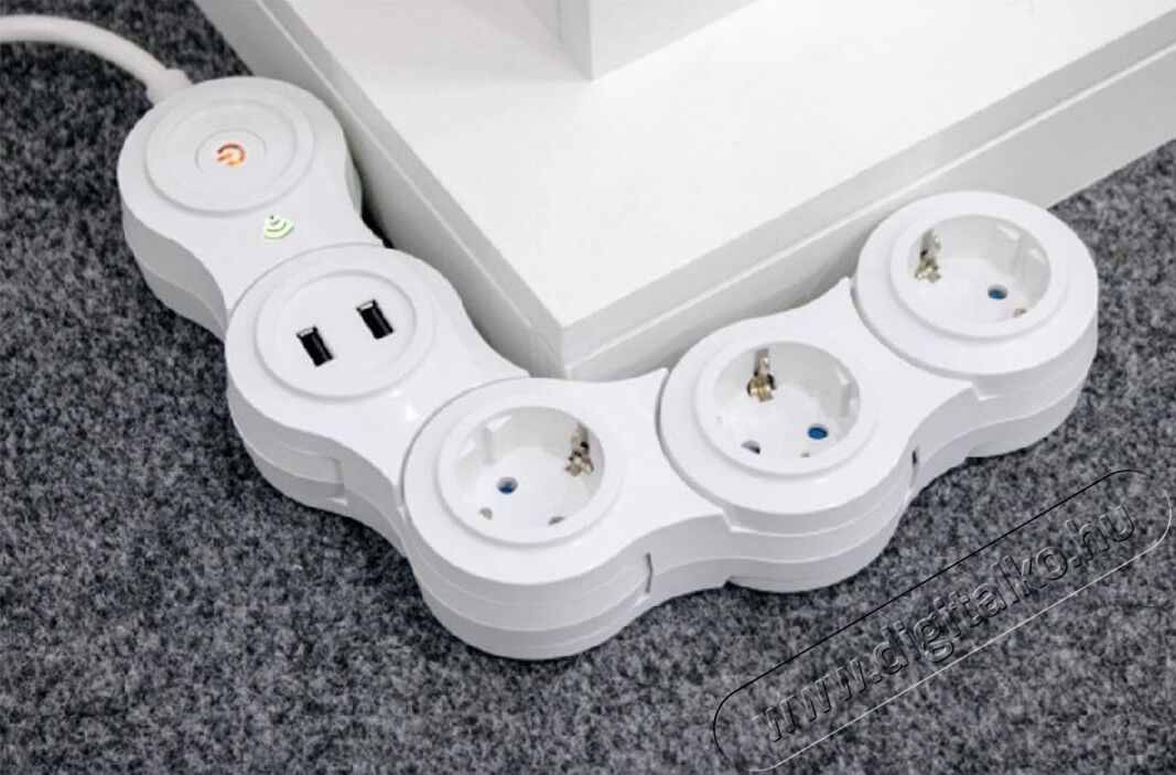 SAL Somogyi NVH 03K/WIFI Smart 3 aljzat + 2x USB csuklós elosztó Iroda és számítástechnika - Notebook kiegészítő - USB hub / elosztó - 368178