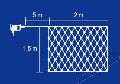 SAL Somogyi KLN160C/WH LED- es kültéri háló, 160 db hideg fehér LED, 2 x 1.5 m, zöld vezeték, 5 m tápvezeték Újdonságok - Új termékek - 344288