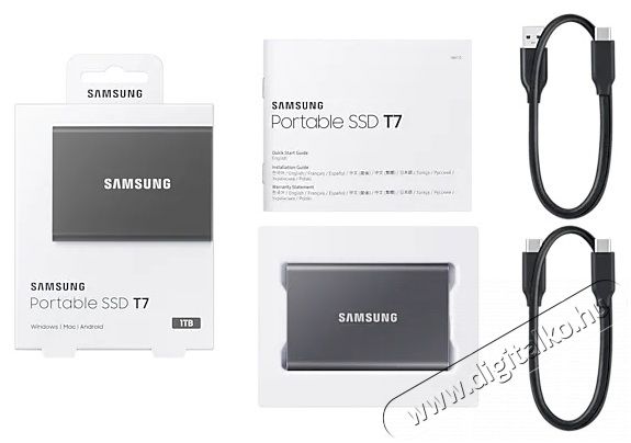 SAMSUNG 1000GB USB 3.2 (MU-PC1T0T/WW) szürke T7 külső SSD Egyéb - Nem forgalmazzuk ! - 369777