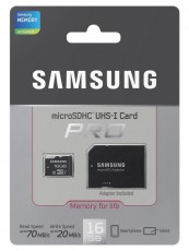SAMSUNG 16GB SD micro Pro (Class10, UHS-1 Grade 1) (MB-MGAGBA/EU) memória kártya adapterrel Memória kártya / Pendrive - MicroSD / MicroSDHC kártya - 332755
