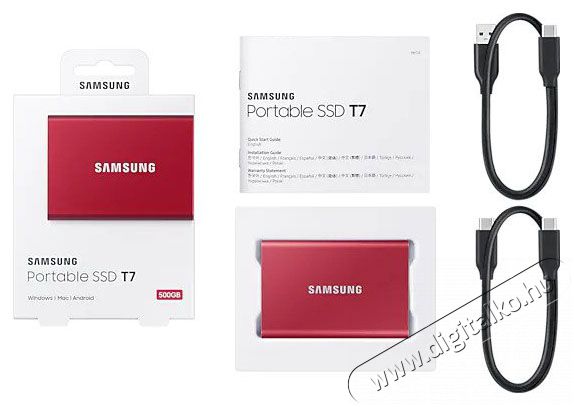 SAMSUNG 500GB USB 3.2 (MU-PC500R/WW) T7 külső SSD - piros Egyéb - Nem forgalmazzuk ! - 369827