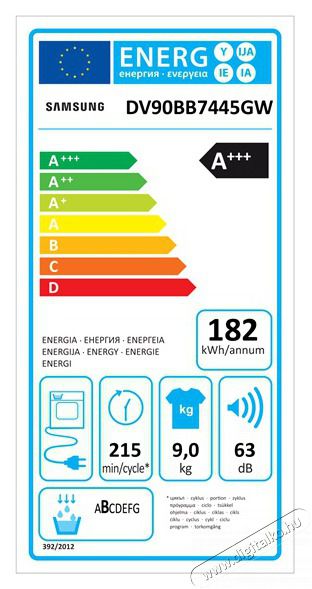 SAMSUNG DV90BB7445GWS6 hőszivatty&uacute;s sz&aacute;r&iacute;t&oacute;g&eacute;p H&aacute;ztart&aacute;s / Otthon / K&uuml;lt&eacute;r - Mos&oacute;g&eacute;p / sz&aacute;r&iacute;t&oacute;g&eacute;p - Sz&aacute;r&iacute;t&oacute;g&eacute;p - 459263