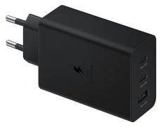 SAMSUNG EP-T6530NBEGEU 65W PD 2xUSB C/USB A fekete hálózati gyorstöltő adapter Mobil / Kommunikáció / Smart - Mobiltelefon kiegészítő / tok - Hálózati-, autós töltő - 477261