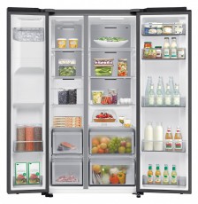 SAMSUNG RS70F64KEFEO Side-by-Side hűtőszekrény AI Energia üzemmóddal 640 L, fekete Konyhai termékek - Hűtő, fagyasztó (szabadonálló) - Amerikai típusú Side By Side hűtő - 505308