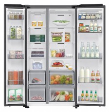 SAMSUNG RS70F65QETEO Side-by-Side hűtőszekrény AI Energia üzemmóddal 659 L, matt metál Konyhai termékek - Hűtő, fagyasztó (szabadonálló) - Amerikai típusú Side By Side hűtő - 505310