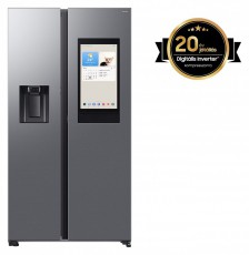 SAMSUNG RS90F66BETEO Side-by-Side hűtőszekrény Family Hubbal 614 L, matt metál Konyhai termékek - Hűtő, fagyasztó (szabadonálló) - Amerikai típusú Side By Side hűtő - 505311