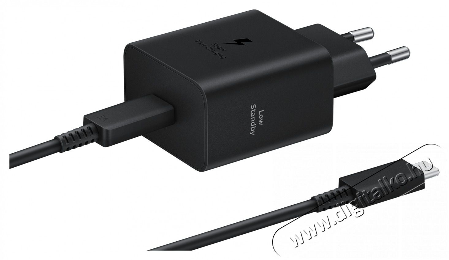SAMSUNG EP-T4511XBE Super Fast 45W Type-C fekete hálózati töltő + Type-C adat- és töltőkábel Mobil / Kommunikáció / Smart - Mobiltelefon kiegészítő / tok - Hálózati-, autós töltő - 514830