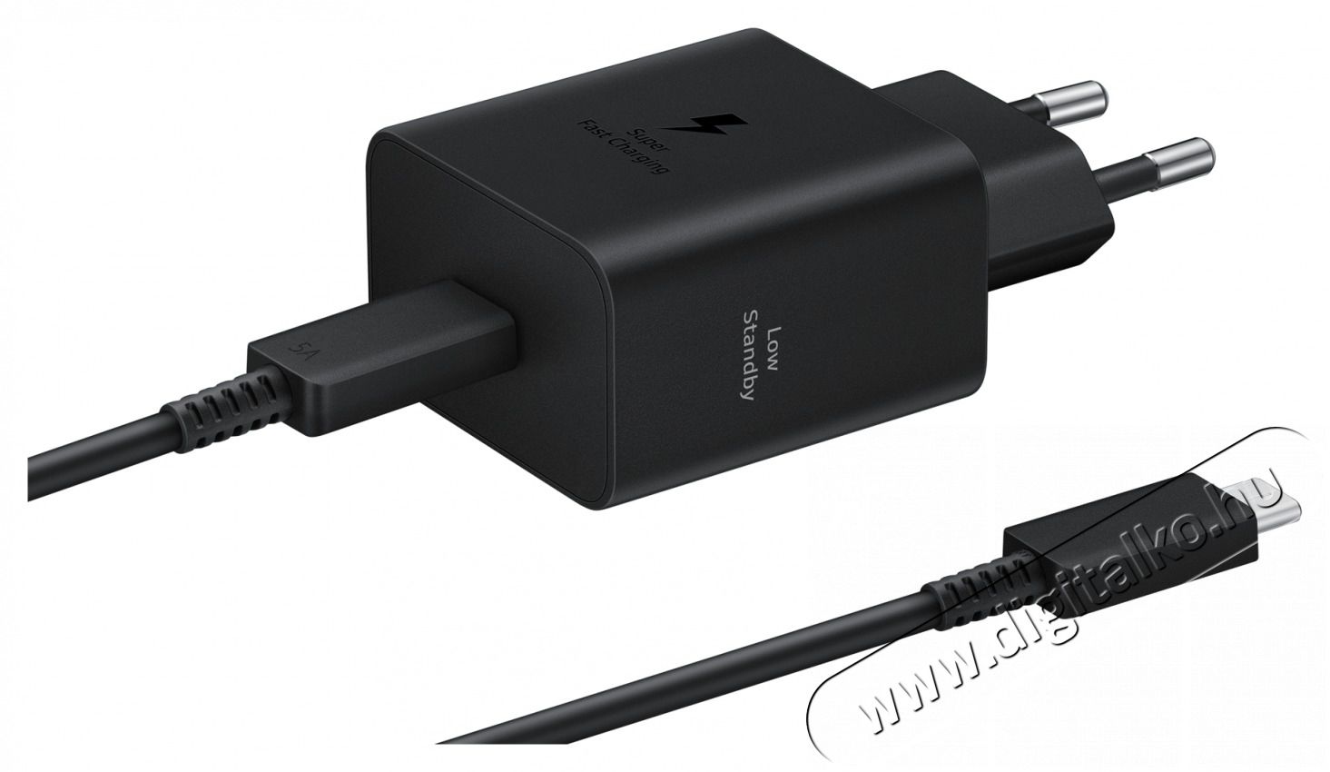 SAMSUNG EP-T4511XBE Super Fast 45W Type-C fekete hálózati töltő + Type-C adat- és töltőkábel Mobil / Kommunikáció / Smart - Mobiltelefon kiegészítő / tok - Hálózati-, autós töltő - 514830