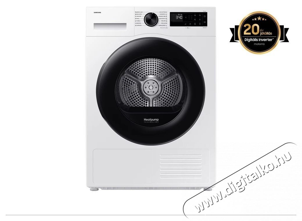 SAMSUNG DV90DG52A0AELE Sz&aacute;r&iacute;t&oacute;g&eacute;p hőszivatty&uacute;s technol&oacute;gi&aacute;val 9 kg, Feh&eacute;r H&aacute;ztart&aacute;s / Otthon / K&uuml;lt&eacute;r - Mos&oacute;g&eacute;p / sz&aacute;r&iacute;t&oacute;g&eacute;p - Sz&aacute;r&iacute;t&oacute;g&eacute;p - 531471