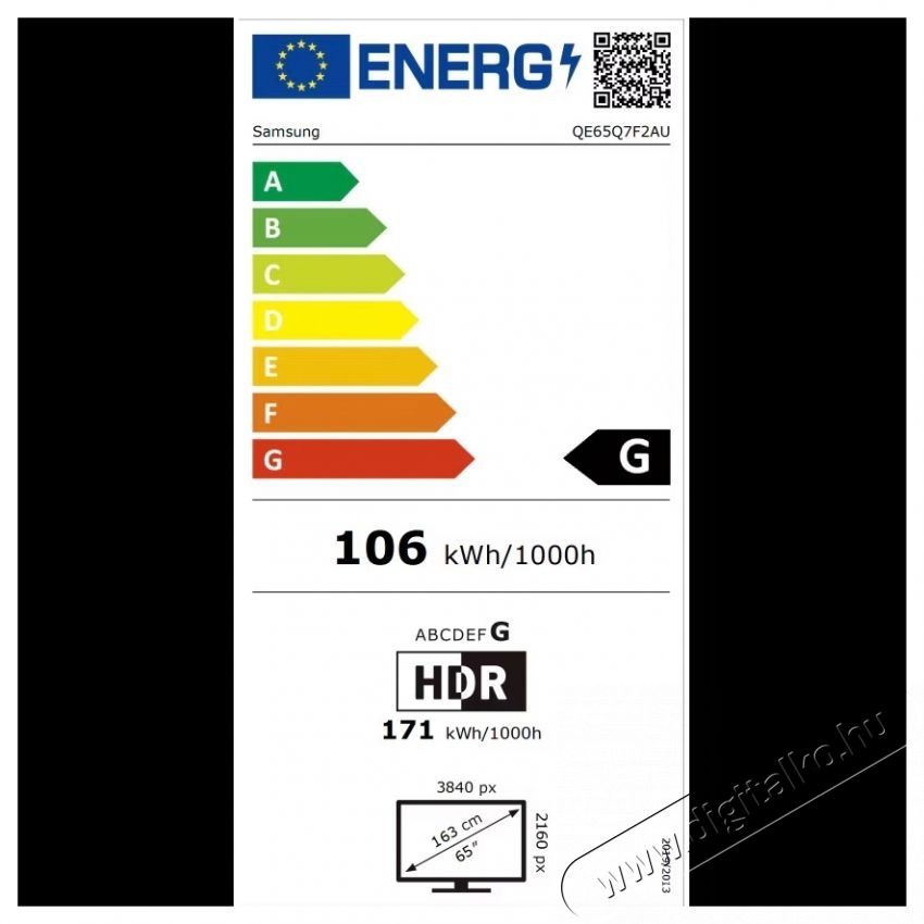 SAMSUNG 65Q7F2 QLED telev&iacute;zi&oacute;, 163 cm, Smart, 4K Ultra HD, G energiaoszt&aacute;ly (2025-&ouml;s modell) Telev&iacute;zi&oacute;k - LED telev&iacute;zi&oacute; - UHD 4K felbont&aacute;s&uacute; - 535694