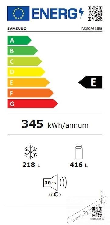 SAMSUNG RS80F64JEBEO Side by side hűtőszekr&eacute;ny Konyhai term&eacute;kek - Hűtő, fagyaszt&oacute; (szabadon&aacute;ll&oacute;) - Amerikai t&iacute;pus&uacute; Side By Side hűtő - 535688