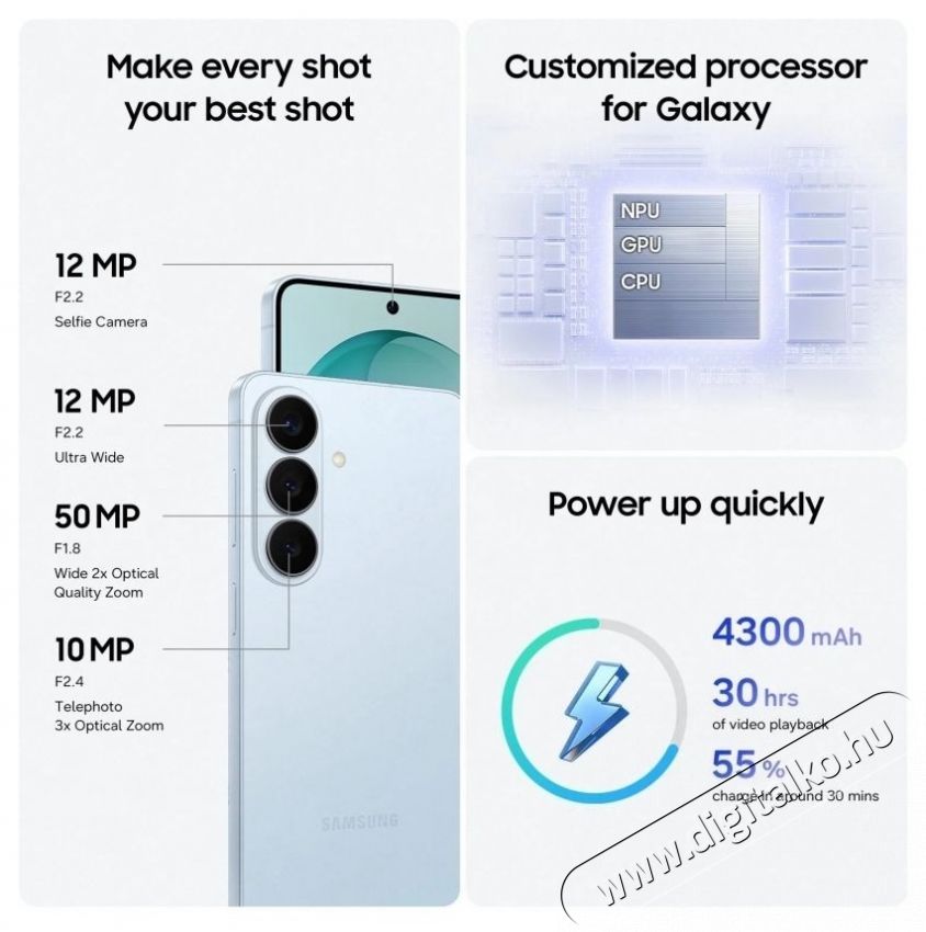 SAMSUNG Galaxy S26 12GB/256GB &Eacute;gk&eacute;k Mobil / Kommunik&aacute;ci&oacute; / Smart - Okostelefon - Android - 537982
