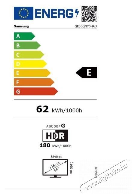 SAMSUNG MiniLED Neo QLED QE55QN70HAUXXH Telev&iacute;zi&oacute; (2026-os modell), 138 cm, Smart, 4K Ultra HD, E energiaoszt&aacute;ly Telev&iacute;zi&oacute;k - OLED telev&iacute;zi&oacute; - UHD 4K felbont&aacute;s&uacute; - 540044