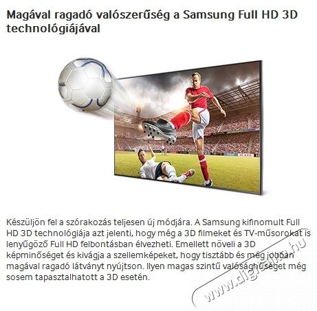 SAMSUNG UE48H6400AW Telev&iacute;zi&oacute;k - LED telev&iacute;zi&oacute; - 1080p Full HD felbont&aacute;s&uacute; - 277604