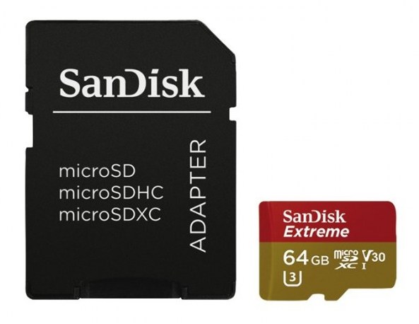 SanDisk MICROSD Extreme kártya 64GB, 90MB/s CL10 UHS-I, V3 Memória kártya / Pendrive - MicroSD / MicroSDHC kártya - 310595