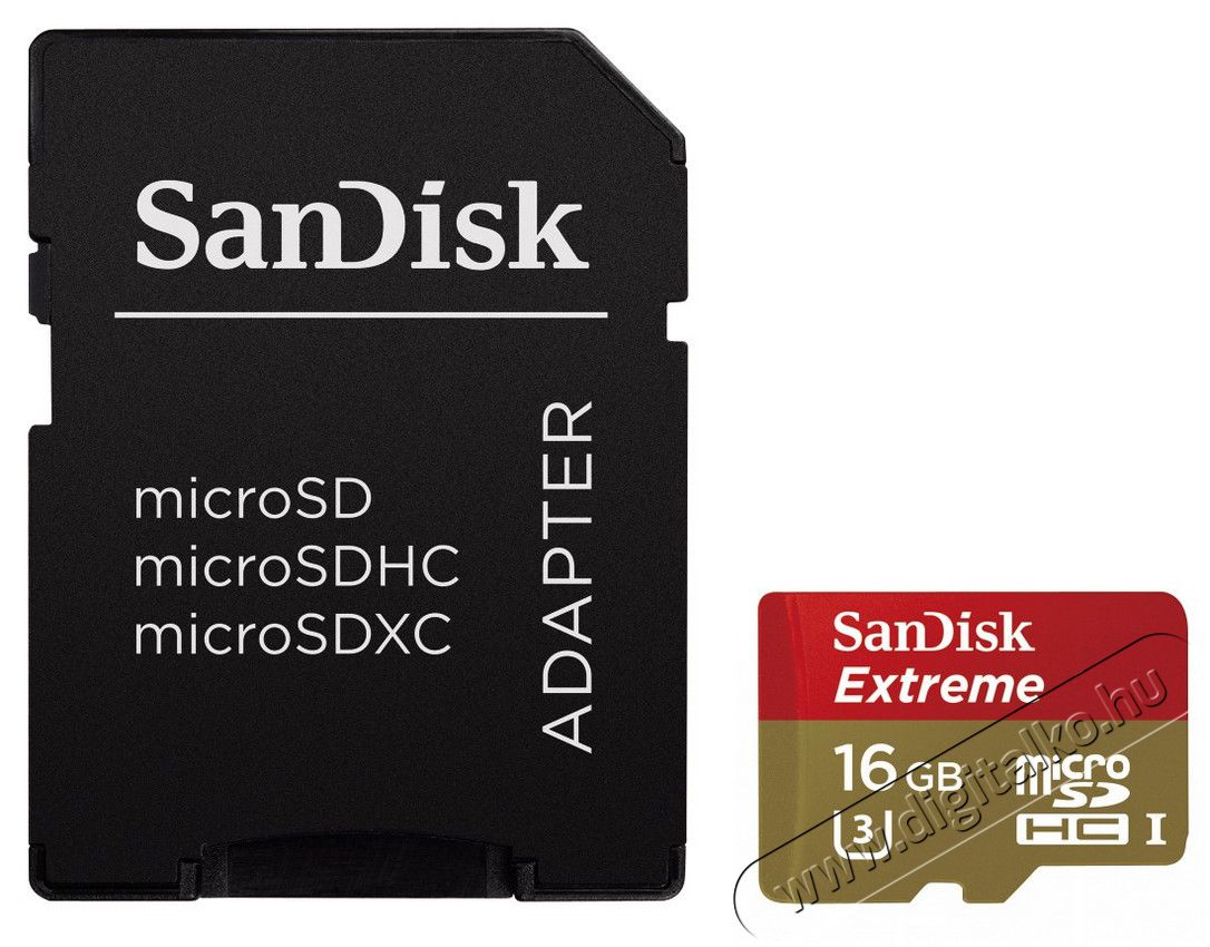 SanDisk microSDHC 16GB Mobile Extreme Class 10 UHS-1 60MB/s + SD adapter - 124075 Memória kártya / Pendrive - MicroSD / MicroSDHC kártya - 281719